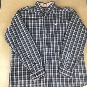 Cinch Mens Medium Button Up Long Sleeve Western Plaid Shirt Flip Cuff Cotton